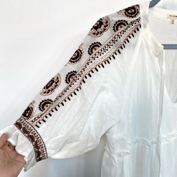 EN CRÉME Fancy White Embroidered Dress, Size XS - Picture 6 of 12